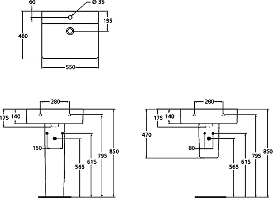 Ideal Standard Connect Раковина подвесная 55x46 см, с переливом, цвет: euro white E784401
