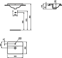 Ideal Standard Connect Раковина встраиваемая сверху 50x39 см, с переливом, цвет: euro white E504301