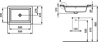 Ideal Standard Strada Раковина встраиваемая снизу 59,5x44 см, с переливом, цвет: euro white K077901