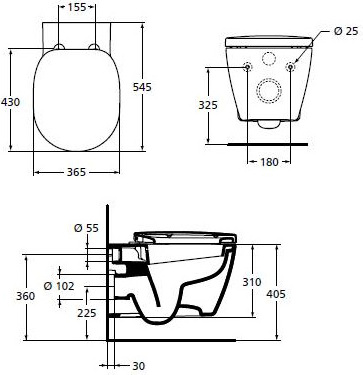 Ideal Standard Connect Унитаз подвесной 36,5x54,5 см с функцией биде, цвет: euro white E781901