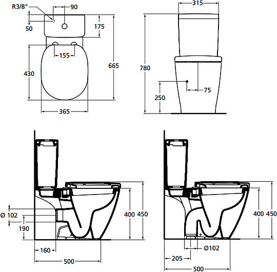 Ideal Standard Connect Чаша для унитаза моноблок с функцией биде, цвет: euro white E781801