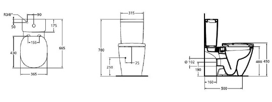 Ideal Standard Connect Чаша для унитаза моноблок, цвет: euro white E803601