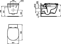 Ideal Standard Connect Унитаз подвесной 36x55 см безободковый, цвет: euro white E814901