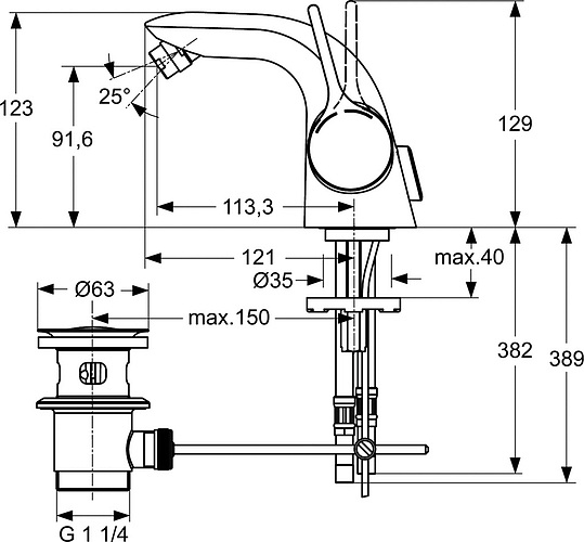 Ideal Standard Melange Смеситель для биде, цвет: chrome A4268AA