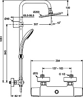 Ideal Standard Ideal duo Душевая стойка: термостат, верхний душ, лейка, штанга 105 см, цвет: chrome A5686AA