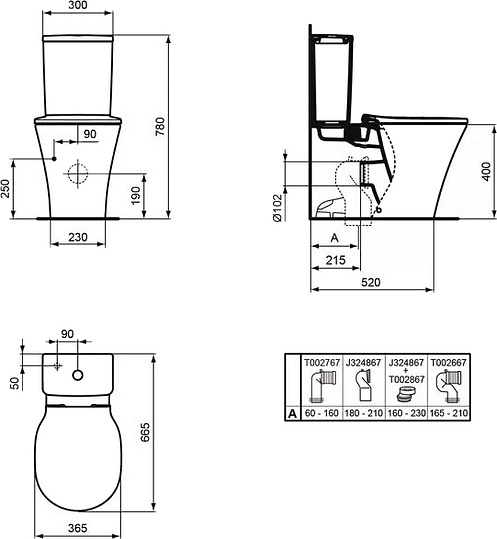 Ideal Standard Connect Air Чаша для унитаза моноблок безободковая, цвет: euro white E013701