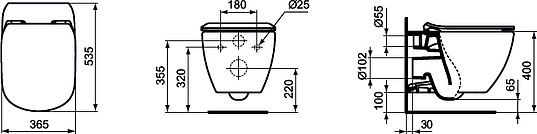 Ideal Standard Tesi Унитаз подвесной 36x53 см безободковый, цвет: euro white T007901
