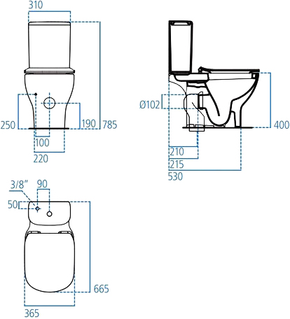 Ideal Standard Tesi Чаша для унитаза моноблок безободковая, цвет: euro white T008701