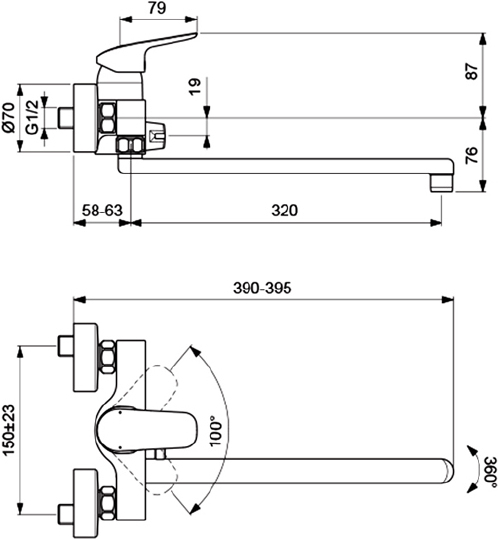 Ideal Standard Ceraflex Смеситель для ванны и душа, цвет: chrome B1741AA