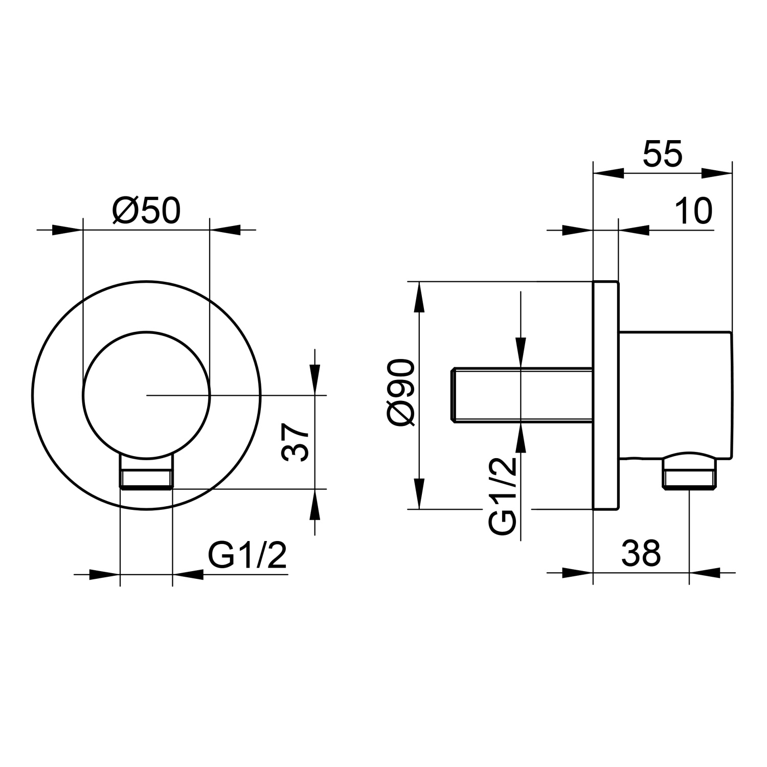 Keuco Ixmo Шланговое подключение DN15, круглая розетка, цвет: латунь 59547 250001