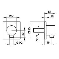 Keuco Ixmo Шланговое подключение DN15, квадратная розетка, цвет: хром черный 59547 130002