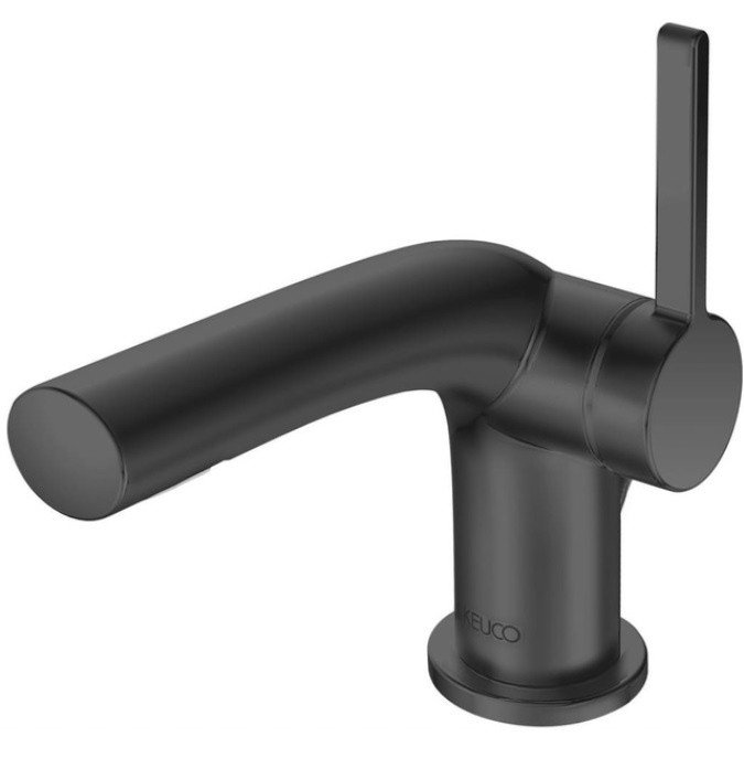 Keuco Edition 400 Смеситель для раковины рычажный 80, с д/к и гарнитуром слива, цвет: хром черный 51504 130000