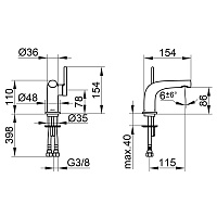 Keuco Edition 400 Смеситель для раковины рычажный 80, без д/к и гарнитура для слива, цвет: никель 51504 050100