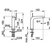 Keuco Edition 400 Смеситель для раковины рычажный 150, без д/к и гарнит. слива, цвет:красное зол. 51502 290100