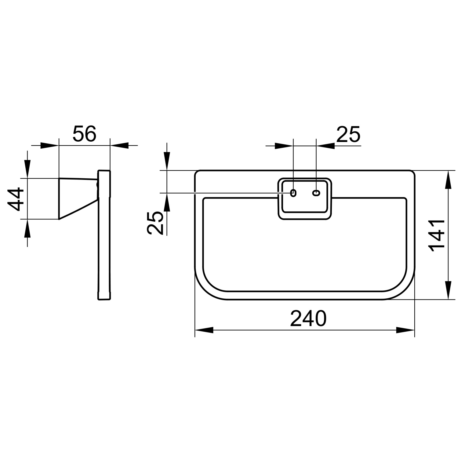 Keuco Aveno Полотенцедержатель 24 см, подвесной, с клеевым комплектом, цвет: хром 14621 010000