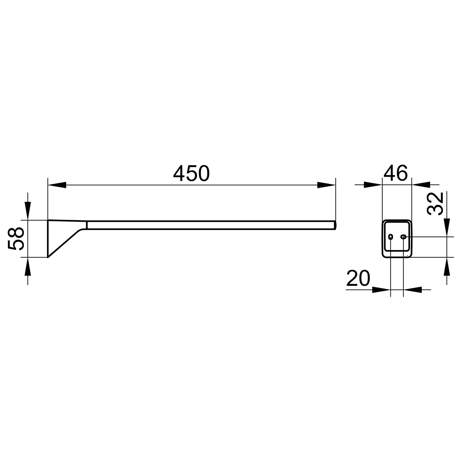 Keuco Aveno Полотенцедержатель 45 см, с клеевым комплектом, подвесной, цвет: черный матовый 14620 370000