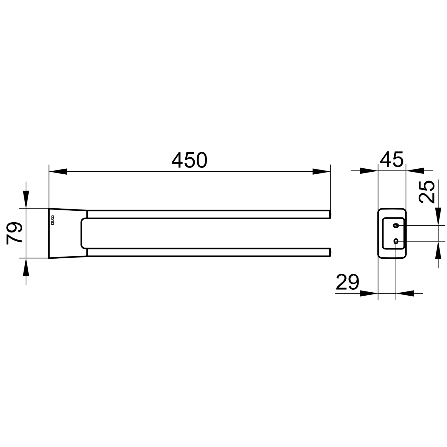 Keuco Aveno Полотенцедержатель двойной 34 см, с клеевым комплектом, подвесной, цвет: хром 14618 010000