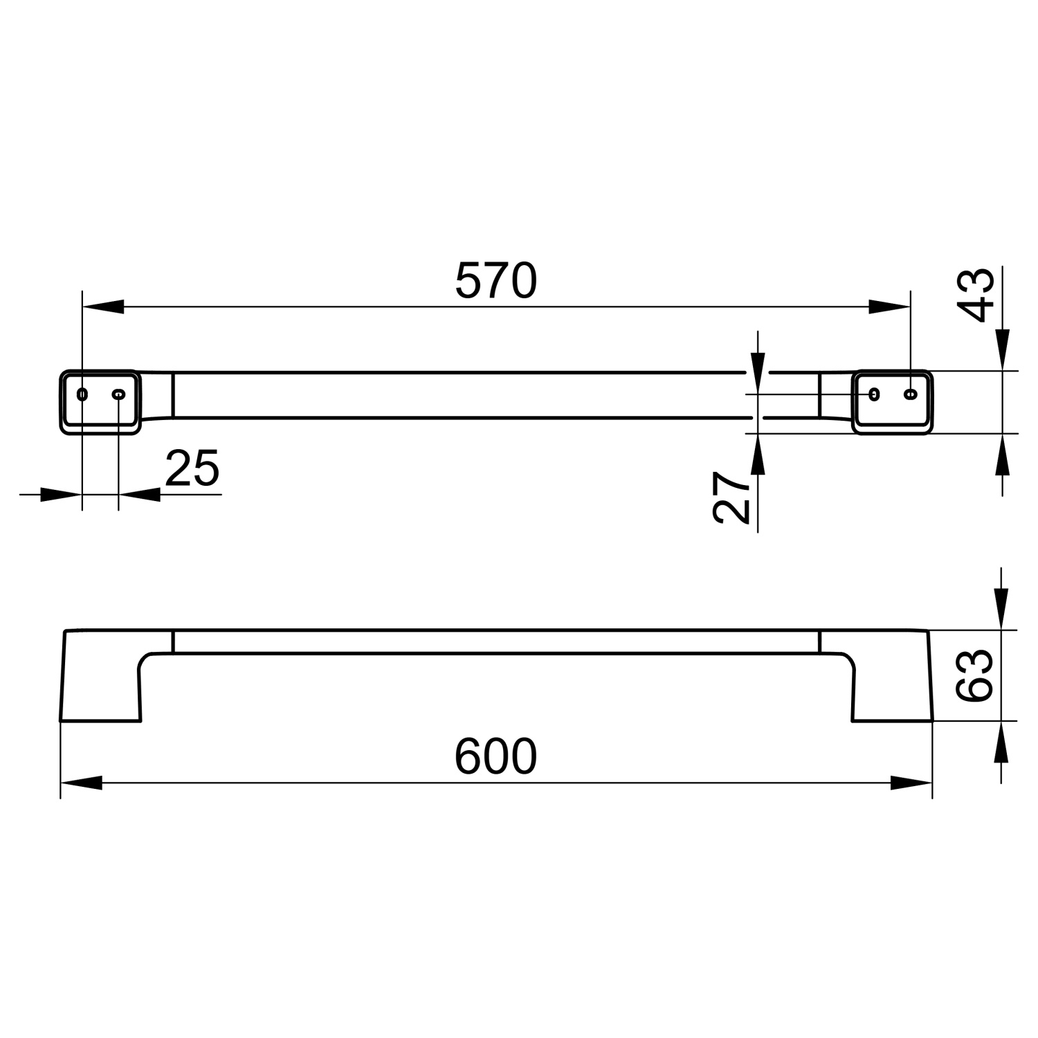 Keuco Aveno Полотенцедержатель 60 см, с клеевым комплектом, подвесной, цвет: хром 14601 010600