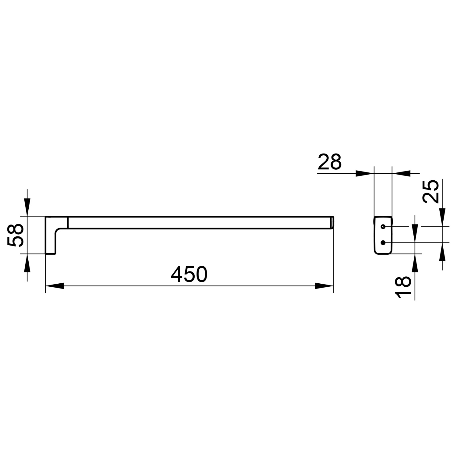 Keuco Collection Moll Полотенцедержатель 45 см, подвесной, цвет: нержавеющая сталь 12720 210000