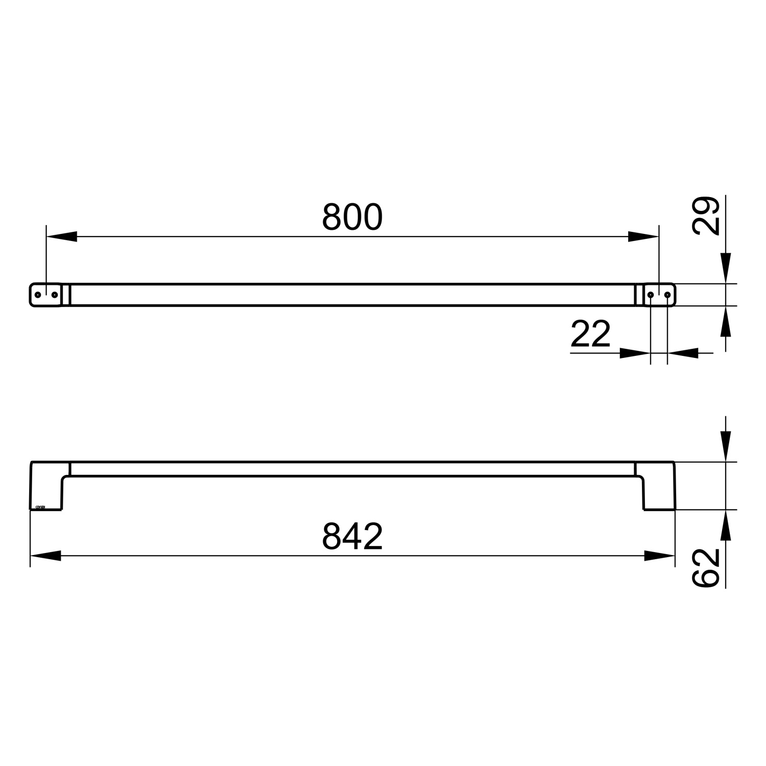 Keuco Collection Moll Полотенцедержатель 84,2 см, подвесной, цвет: титан черный 12701 350800