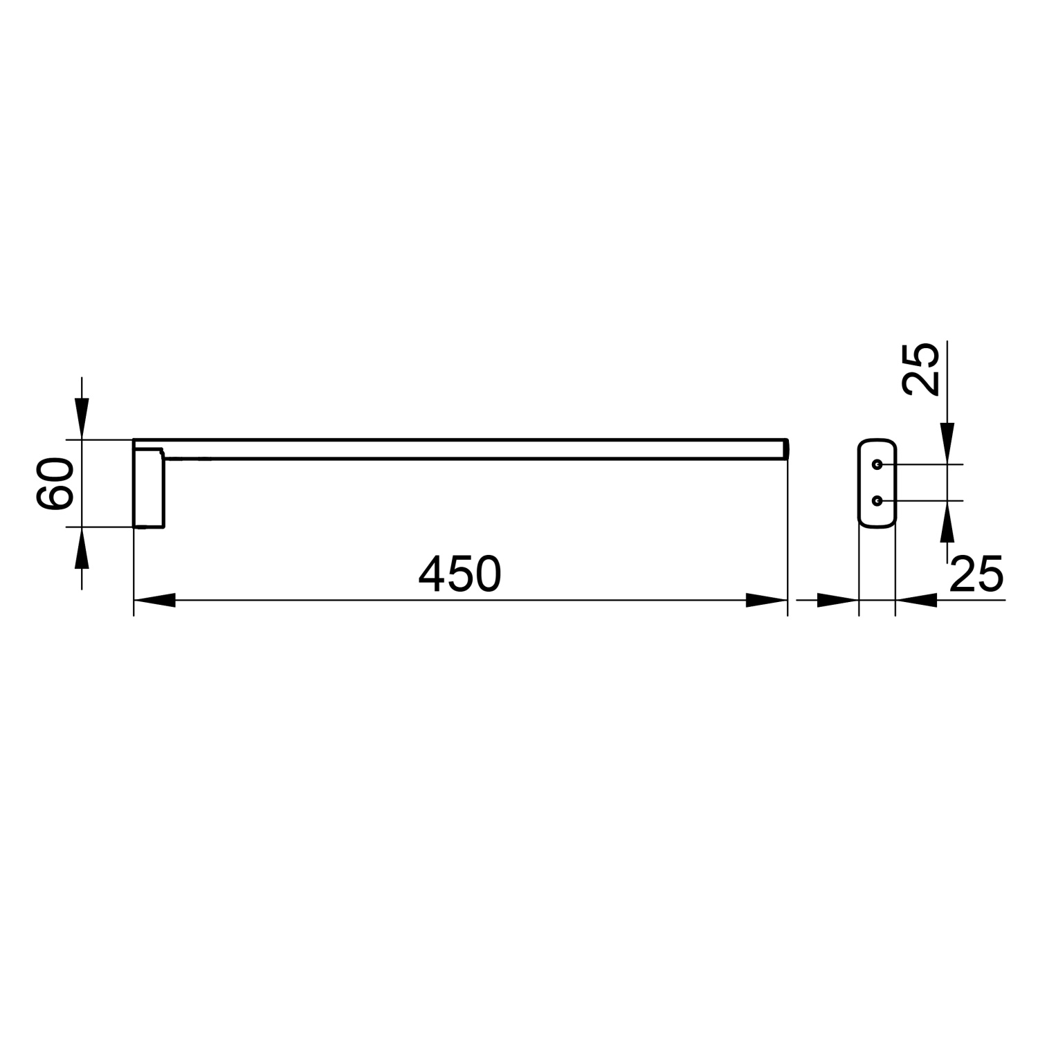 Keuco Edition 400 Полотенцедержатель 45 см, подвесной, цвет: хром черный 11520 130000