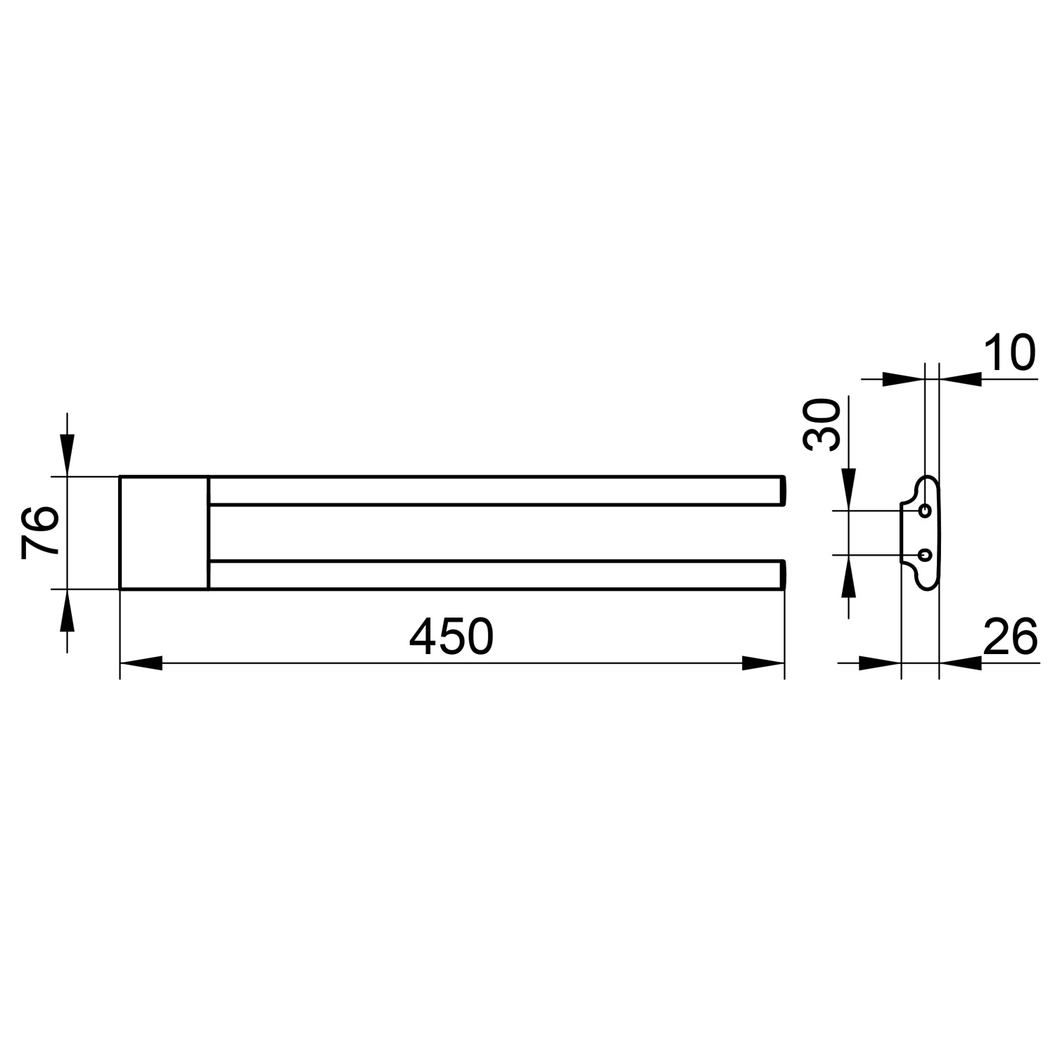 Keuco Edition 400 Полотенцедержатель двойной 45 см, подвесной, цвет: хром черный 11518 130000