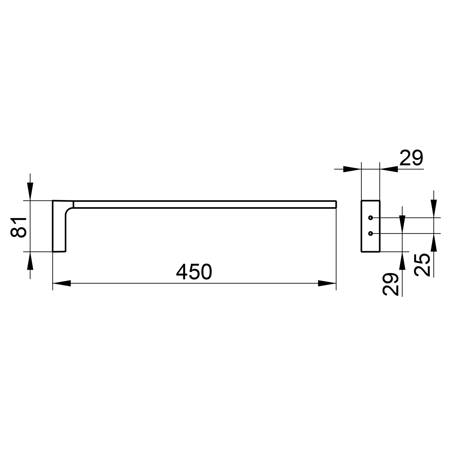 Keuco Edition 11 Полотенцедержатель 45 см, подвесной, цвет: титан черный 11120 350000