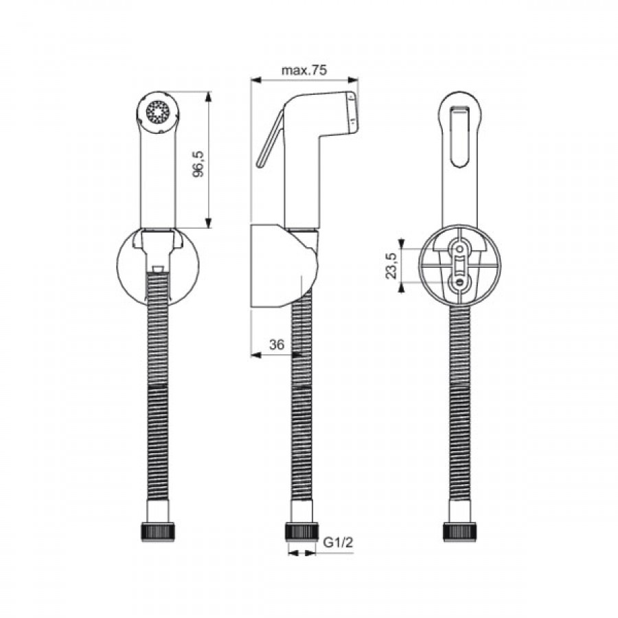 Ideal Standard Idealspray Eco Гигиенический душ с держателем и шлангом 125 см, цвет: magnetic grey B0595A5