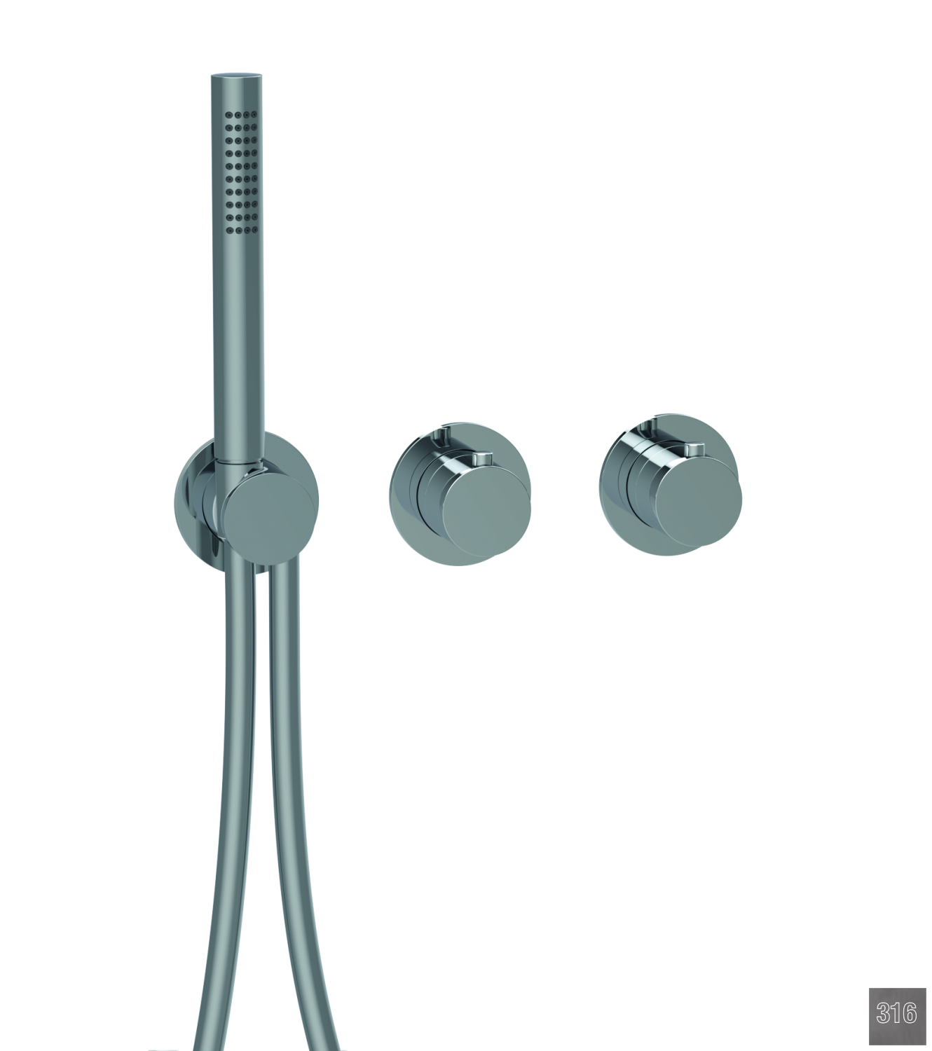 Almar Modular Round Термостат для душа, внешняя часть на 2 потребителя, цвет: 316 PVD brushed gun me E180133.GM316