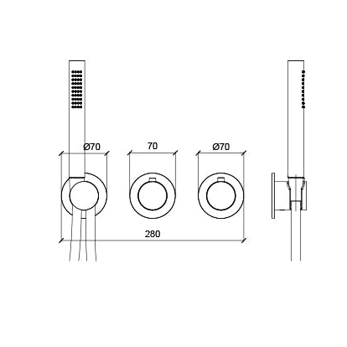 Almar Modular Round Термостат для душа, внешняя часть на 2 потребителя, цвет: 316 PVD brushed gun me E180133.GM316