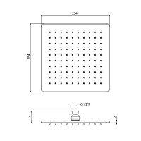 Carimali OttoMillimetri Верхний душ без кронштейна 25,4 см, с 1 видом струи, цвет: хром 8MM0005CRX