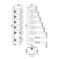 Carimali Colonial Встраиваемая часть для термостатического смесителя на 5 выходов W21058