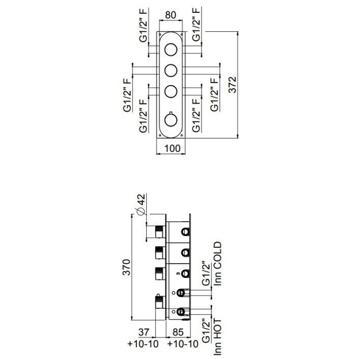 Carimali Colonial Встраиваемая часть для термостатического смесителя на 3 выхода W21038