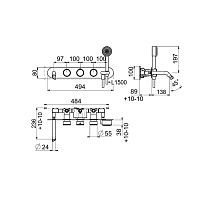 Carimali Still-Oh Смеситель для ванны термостатический на 2 потребителя, встраиваемый, цвет: хром 0-STL6101EST-CR