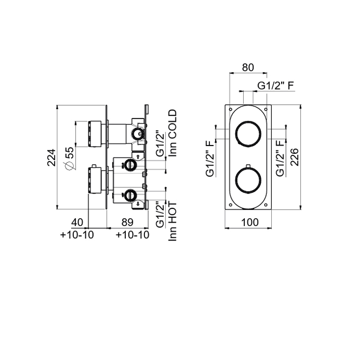 Carimali Still-Oh Смеситель для душа термостатический на 3 потребителя, встраиваемый, цвет: хром 0-STL4102EST-CR