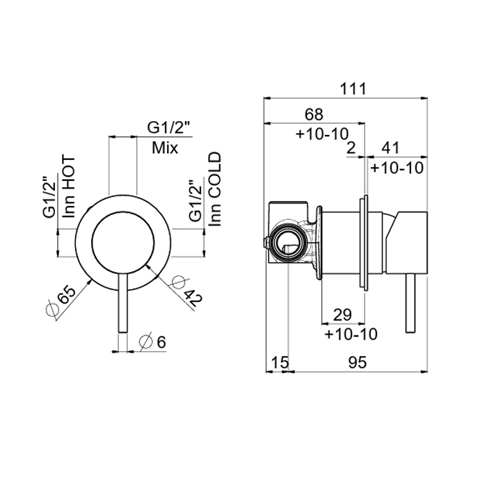 Carimali IlTondo Смеситель для душа термостатический на 1 потребитель, встраиваемый, цвет: хром 0-ITD4704EST-CR