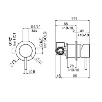 Carimali IlTondo Смеситель для душа термостатический на 1 потребитель, встраиваемый, цвет: хром 0-ITD4704EST-CR