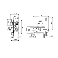 Carimali IlTondo Смеситель для душа латунный на 2 потреб., встр., лейка, переключ., шланг, цвет:хром 0-ITD5705EST-CR