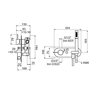 Carimali IlTondo Смеситель для душа ABS на 2 потребителя, лейка, переключ., шланг 150 см, цвет: хром 0-ITD5706EST-CR