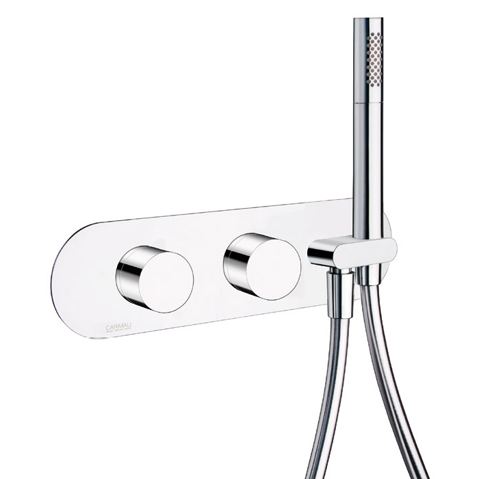 Carimali IlTondo Смеситель для душа термостат. 3 потреб., встр., лейка, держатель, шланг, цвет:хром 21938EST/A-CR