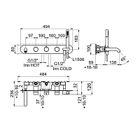 Carimali IlTondo Смеситель для ванны термостататический, 3 потреб., встр., лейка, шланг, цвет: хром 0-ITD6101EST-CR