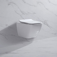 Nemo Унитаз подвесной 53x36 см безободковый, крышка микролифт, цвет: glossy white 818B