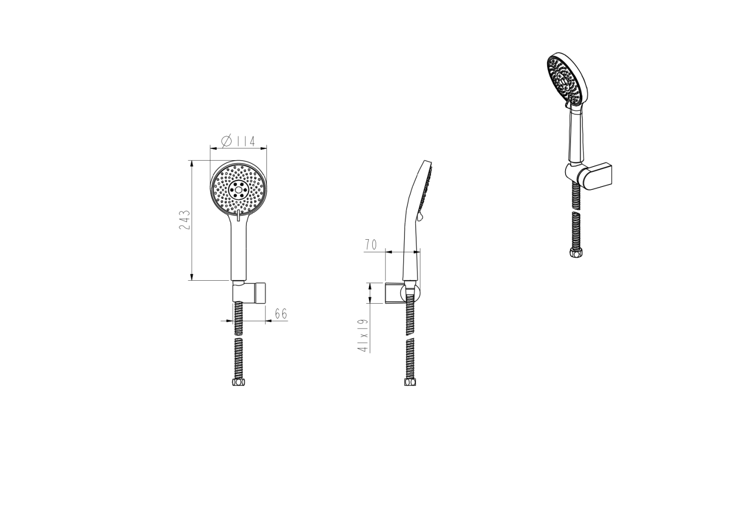 Nemo Душевой гарнитур: лейка, держатель, шланг, цвет: chrome NM-8012-CR