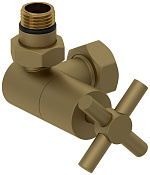 Сунержа Вентиль регулировки температуры 3D левый (крест), НР G 1/2 / НГ G 3/4, цвет: золото матовое 032-1410-1234
