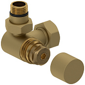 Сунержа Вентиль рег. температуры 3D левый (шестигранник), НР G 1/2 / НГ G 3/4, цвет: золото матовое 032-1406-1234