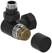 Сунержа Вентиль рег. температуры 3D левый (под шестигранник), НР G 1/2 / НГ G 3/4, цвет: чёрный мат. 31-1406-1234