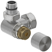 Сунержа Вентиль рег. температуры 3D левый (под шестигранник), НР G 1/2 / НГ G 3/4, цвет: сатин браш. 071-1406-1234