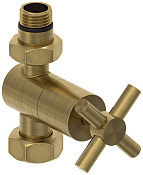 Сунержа Вентиль рег. температуры прямой (крест), НР G 1/2 / НГ G 3/4, цвет: состаренная латунь браш. 051-1409-1234