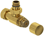 Сунержа Вентиль рег. температуры угловой (шестигранник), НР G 1/2 / НГ G 3/4, цвет: золото глянцевое 03-1404-1234