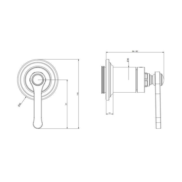 Gessi Внешняя часть встраиваемого смесителя, цвет: black metal brushed PVD 65109#707